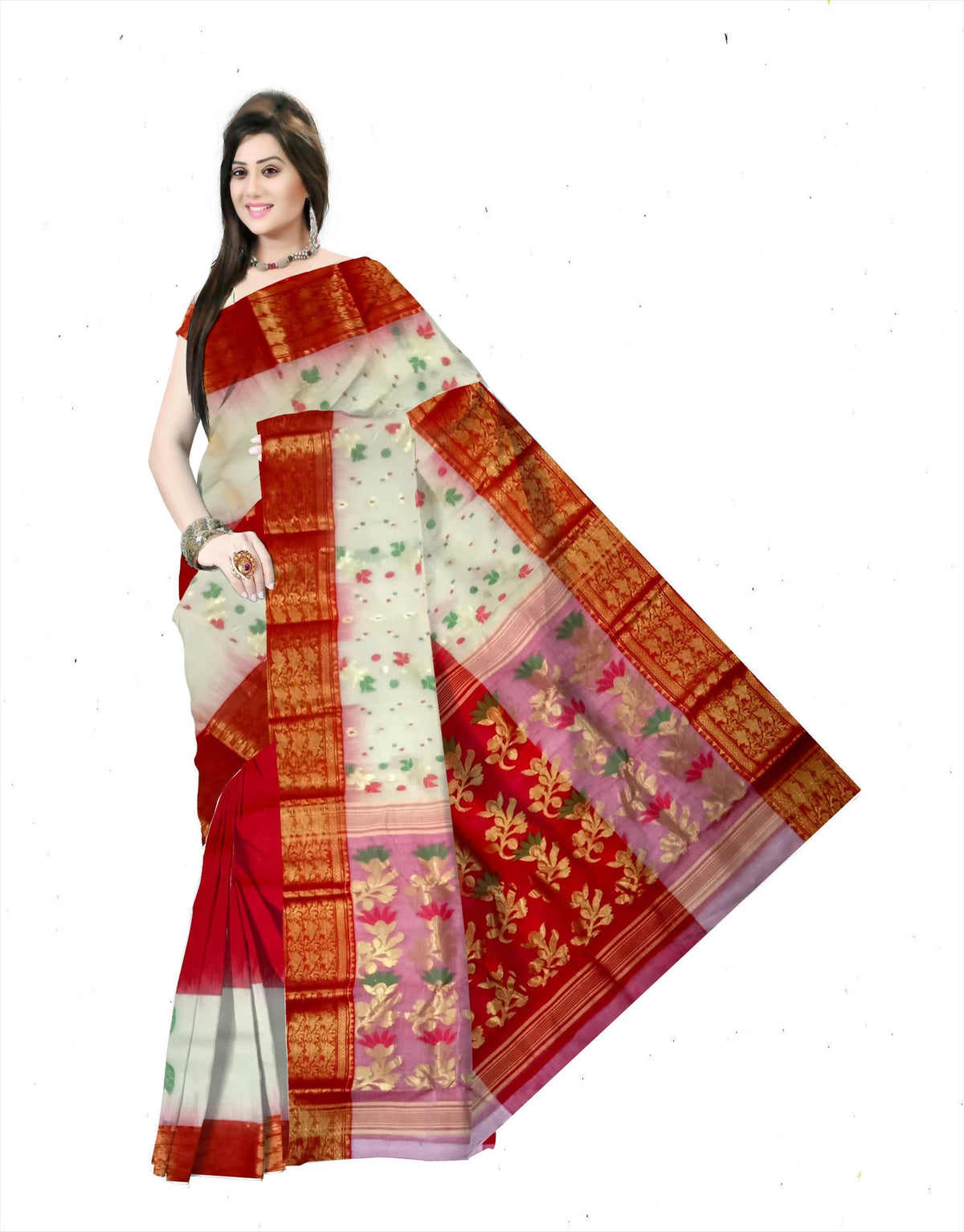 Pradip Fabrics Woven Tant Silk Blend Saree