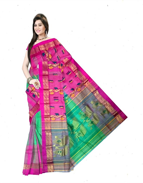 Pradip Fabrics Woven Tant Silk Blend Saree