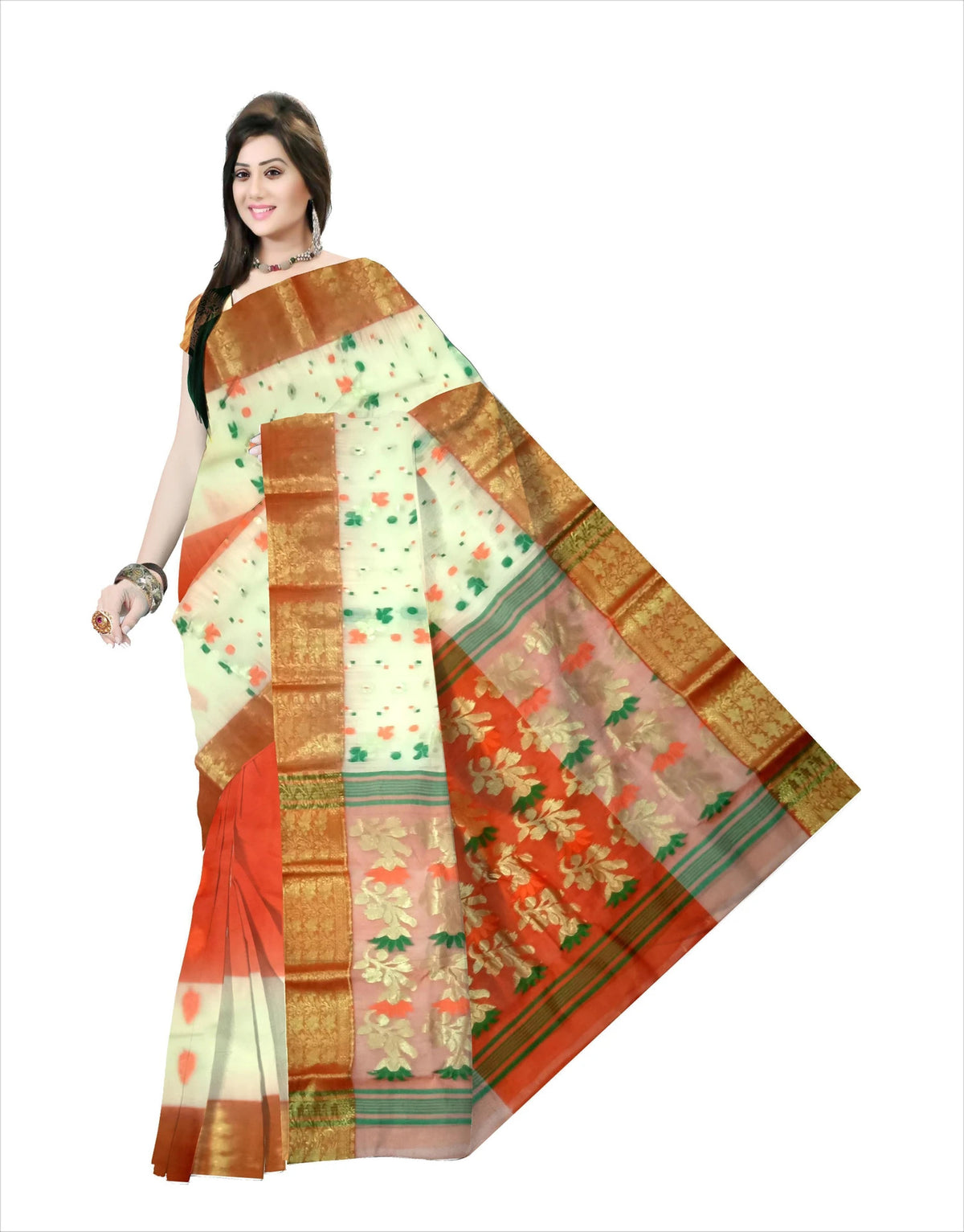 Pradip Fabrics Woven Tant Silk Blend Saree