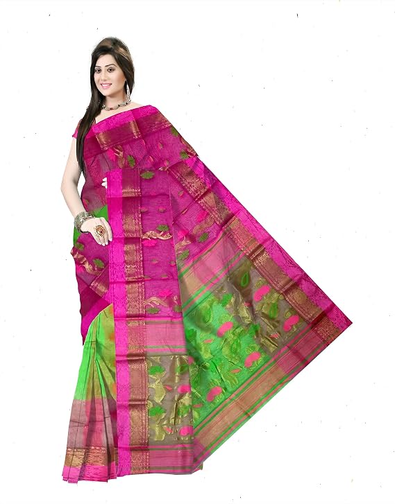 Pradip Fabrics Woven Tant Silk Blend Saree