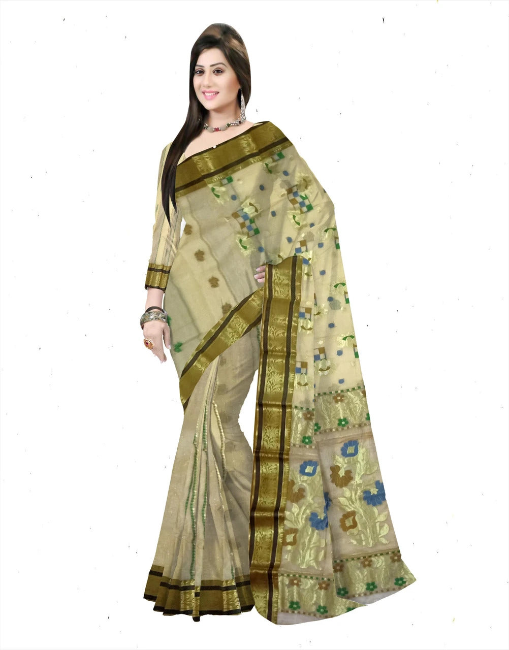 Pradip Fabrics Woven Tant Tussar Silk Saree
