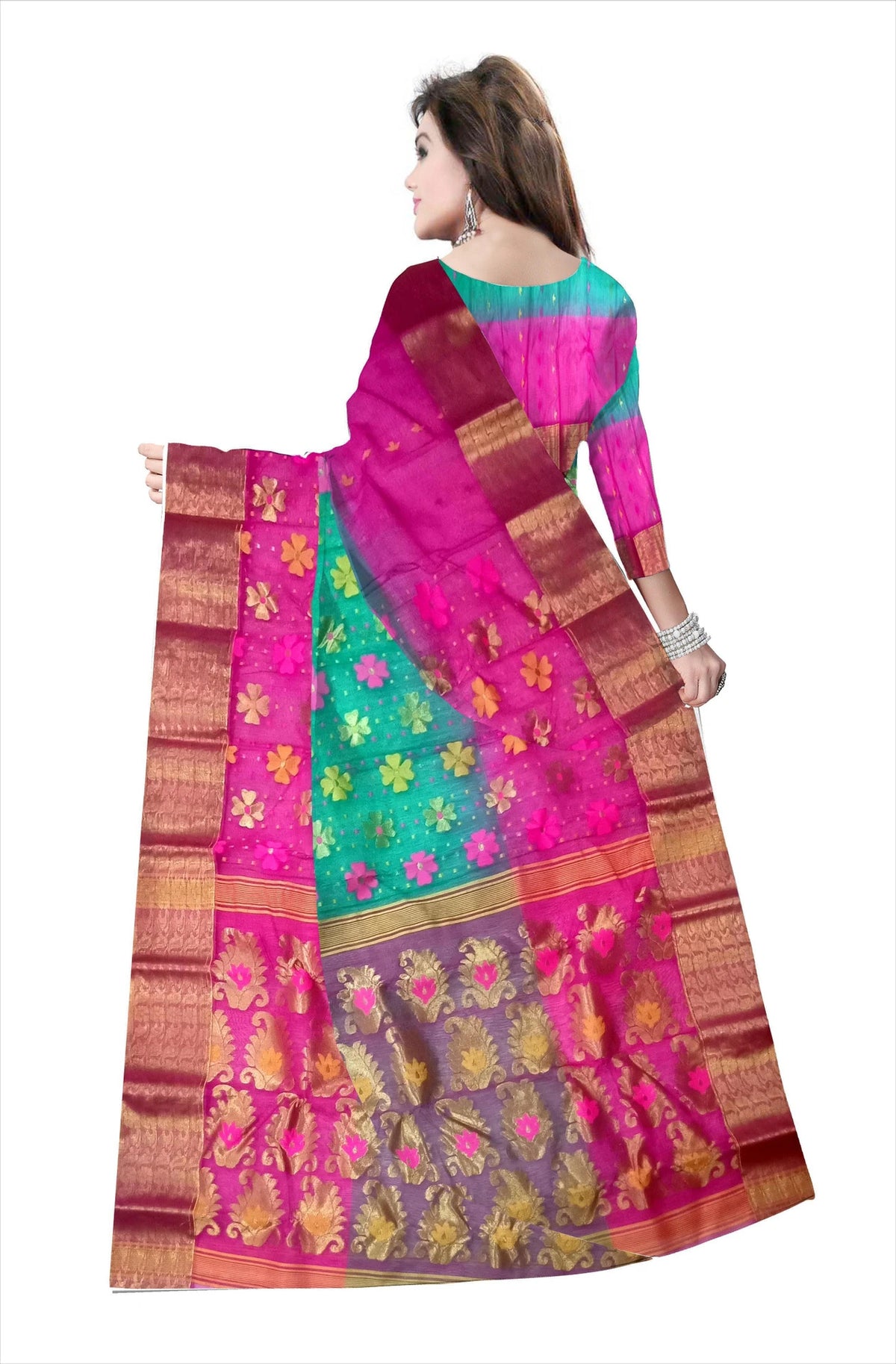 Pradip Fabrics Woven Tant Silk Blend Saree