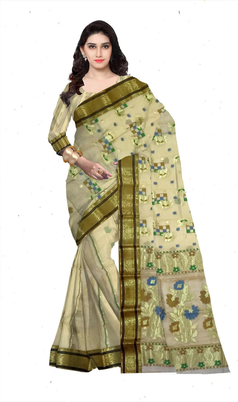 Pradip Fabrics Woven Tant Tussar Silk Saree