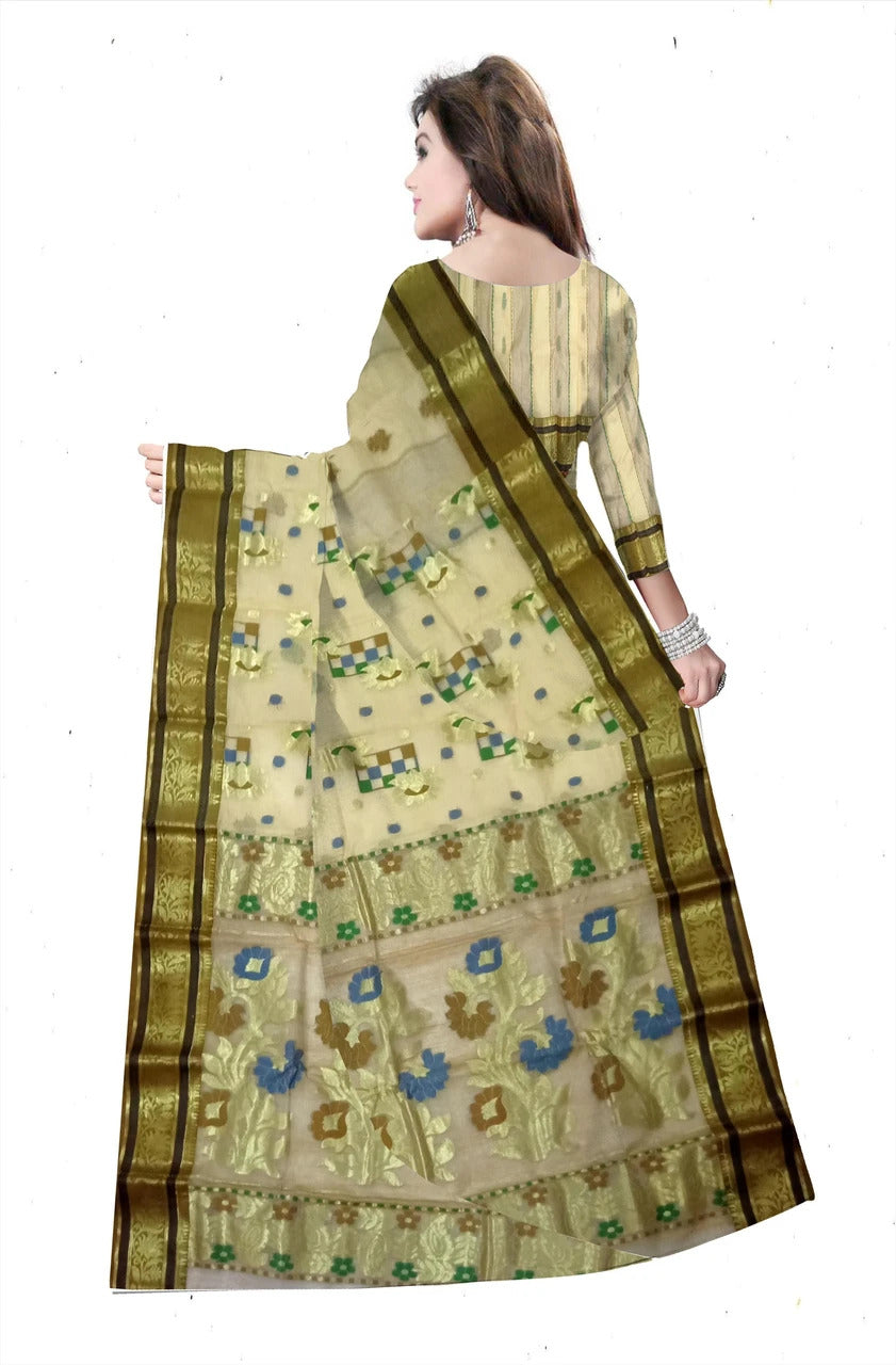 Pradip Fabrics Woven Tant Tussar Silk Saree