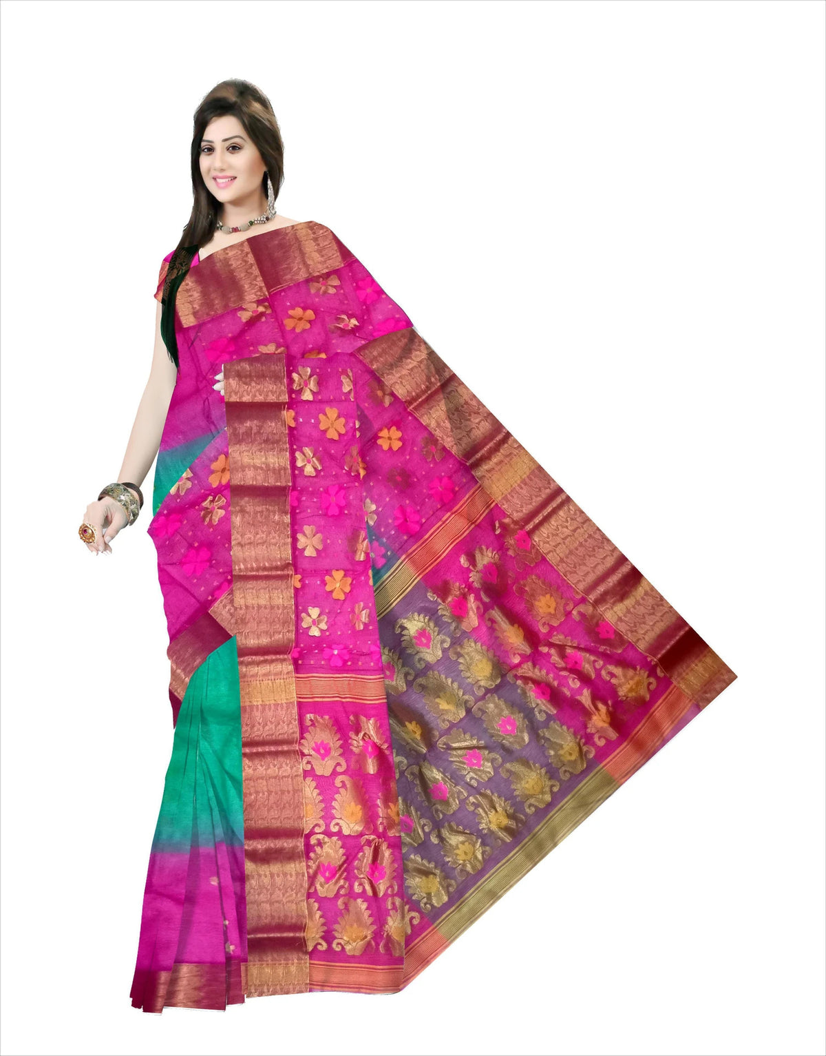 Pradip Fabrics Woven Tant Silk Blend Saree
