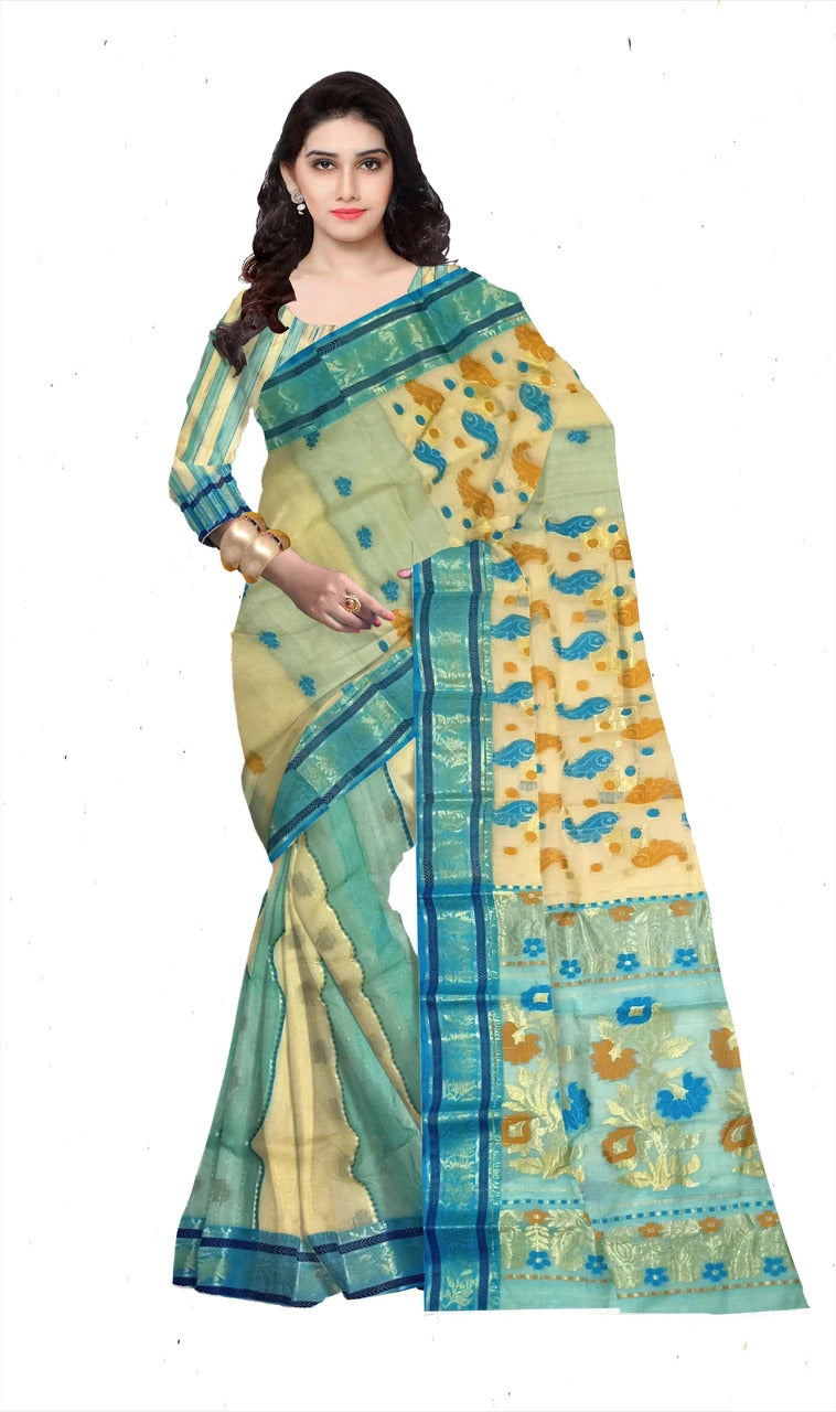 Pradip Fabrics Woven Tant Tussar Silk Saree