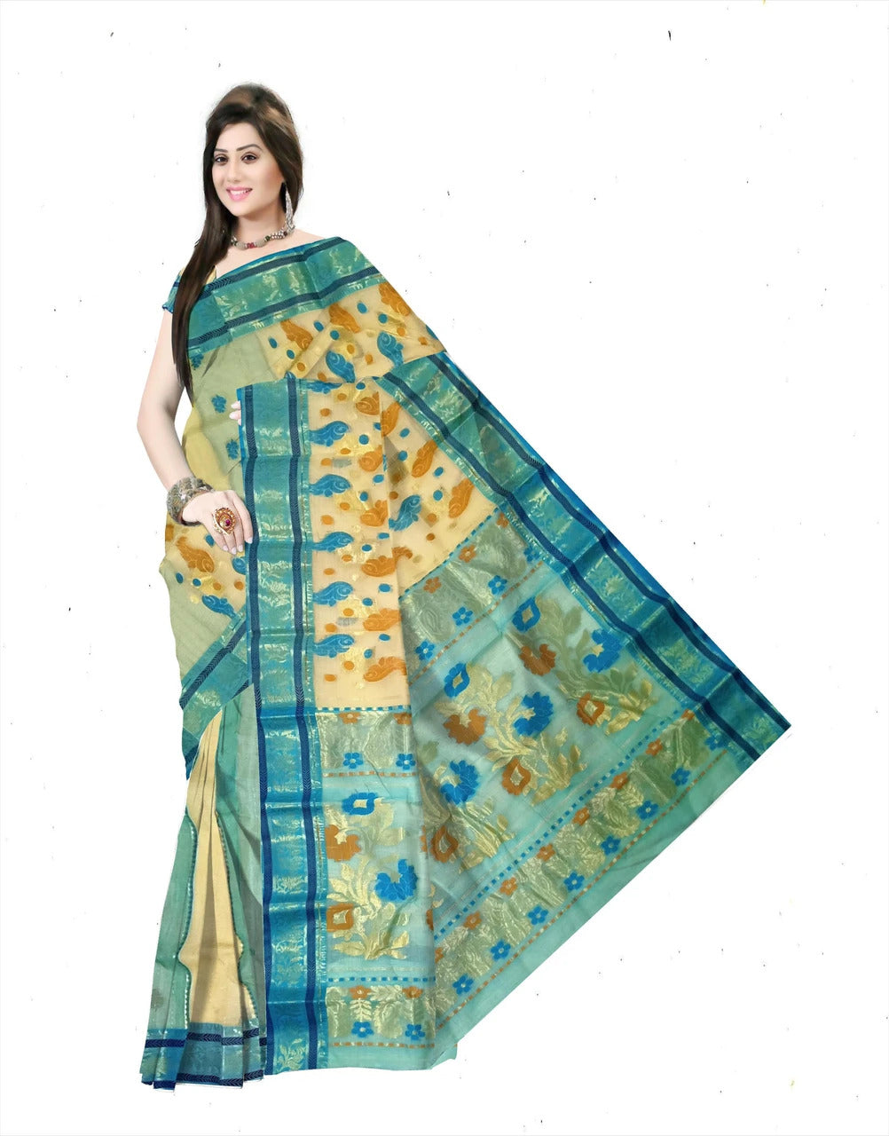 Pradip Fabrics Woven Tant Tussar Silk Saree