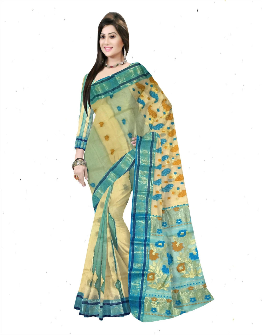 Pradip Fabrics Woven Tant Tussar Silk Saree