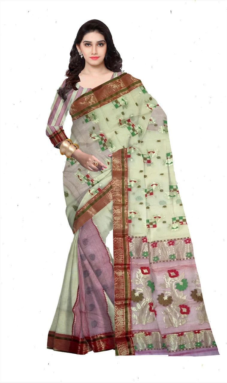 Pradip Fabrics Woven Tant Tussar Silk Saree