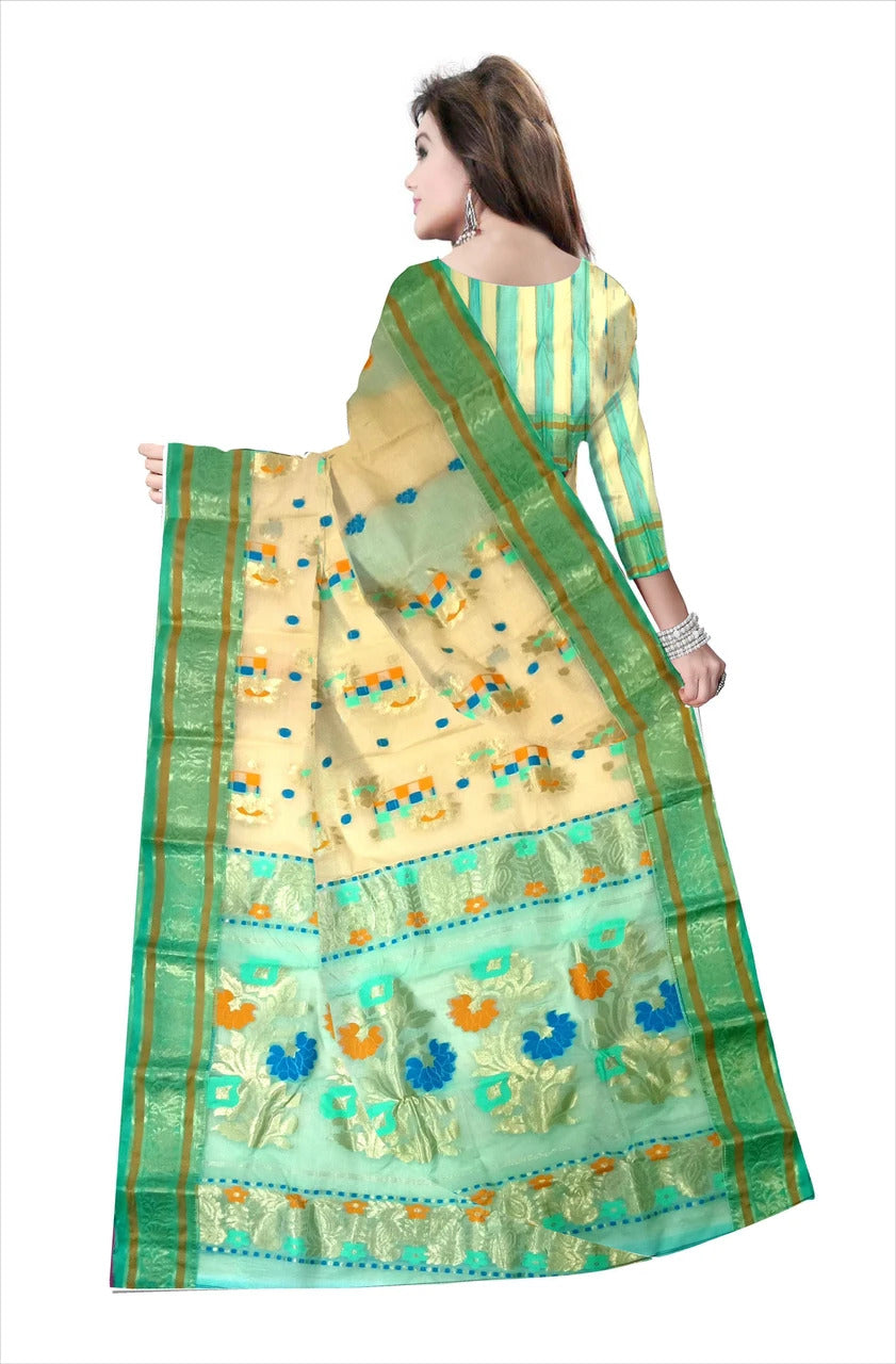 Pradip Fabrics Woven Tant Tussar Silk Saree