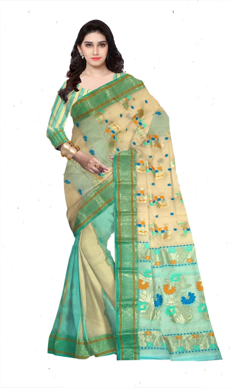 Pradip Fabrics Woven Tant Tussar Silk Saree