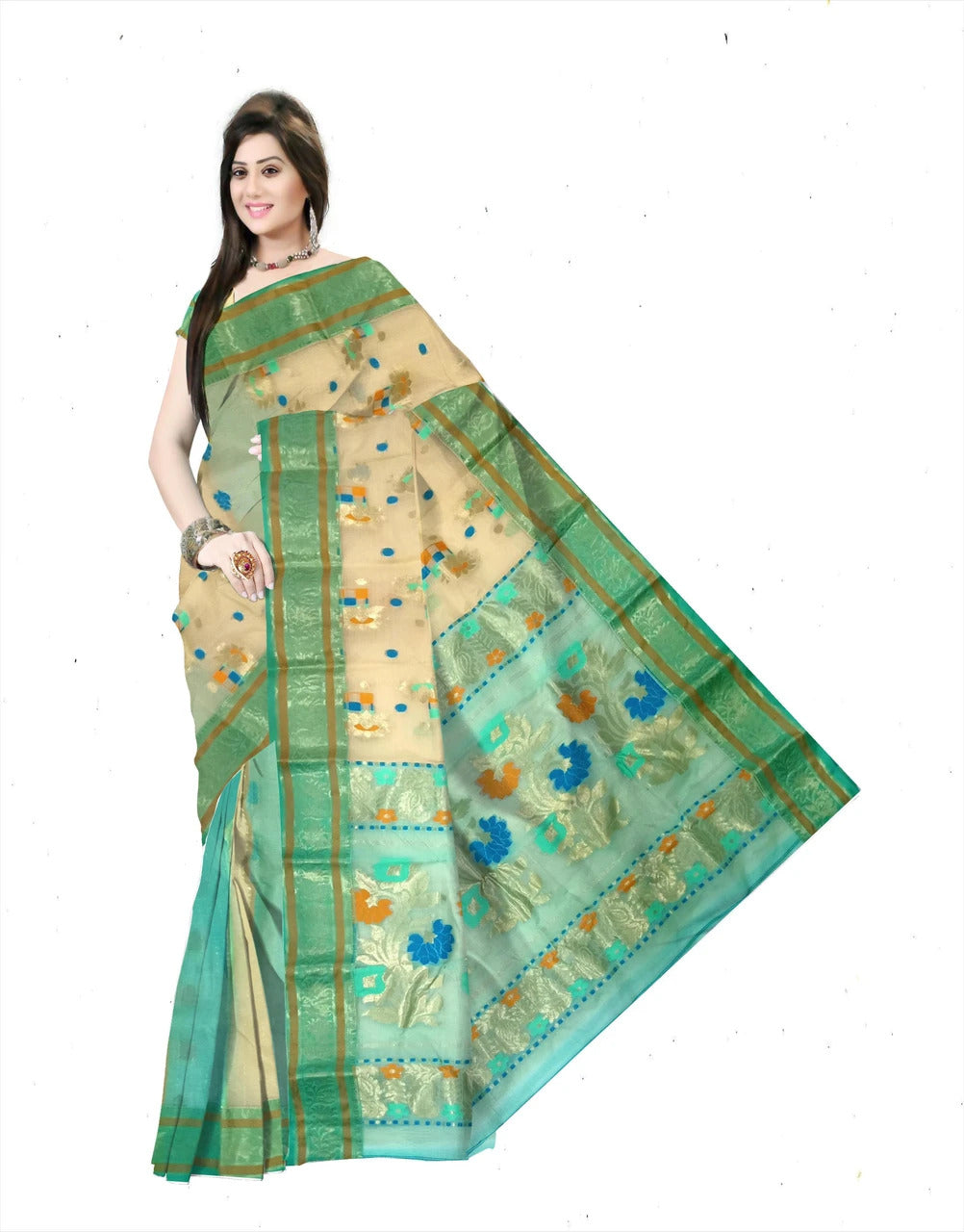 Pradip Fabrics Woven Tant Tussar Silk Saree