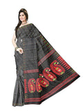 Pradip Fabrics Bengal Tant Silk Black Dhakai Jamdani Saree for Women