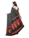Pradip Fabrics Bengal Tant Silk Black Dhakai Jamdani Saree for Women