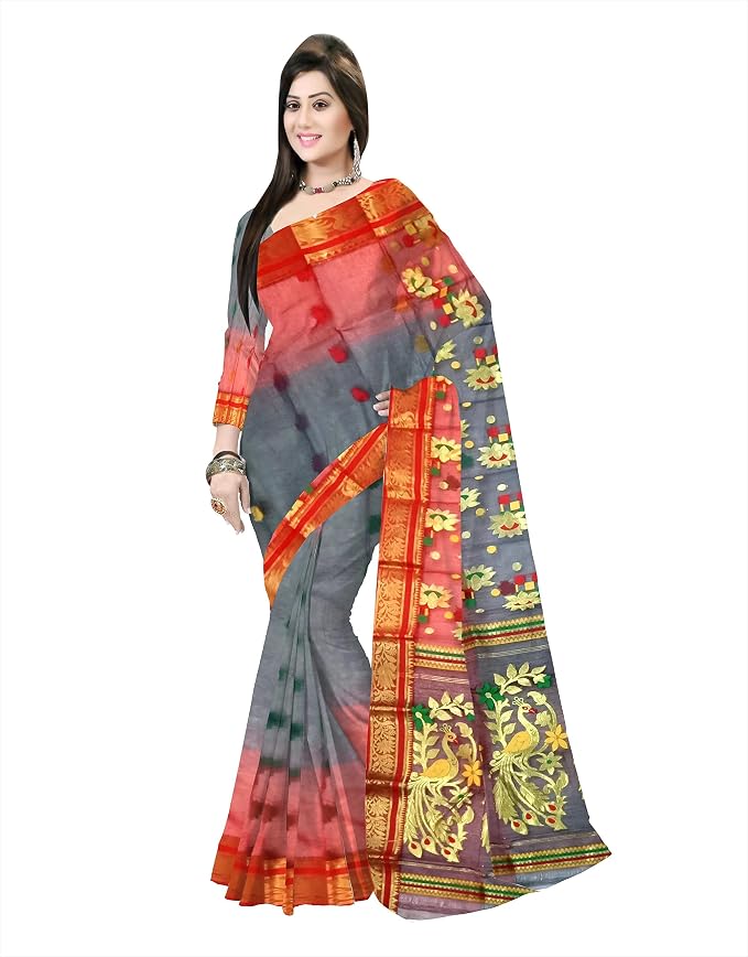 Pradip Fabrics Woven Tant Silk Blend Saree