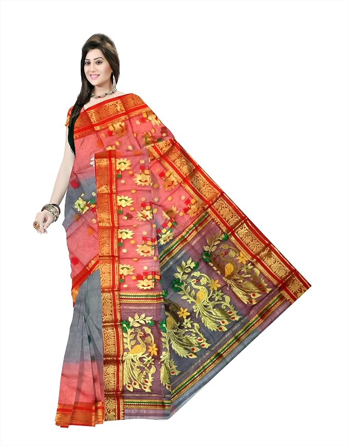 Pradip Fabrics Woven Tant Silk Blend Saree