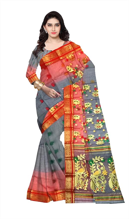 Pradip Fabrics Woven Tant Silk Blend Saree