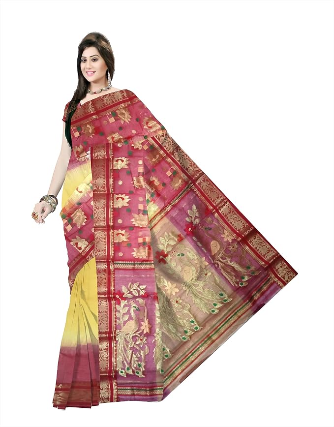 Pradip Fabrics Woven Tant Silk Blend Saree