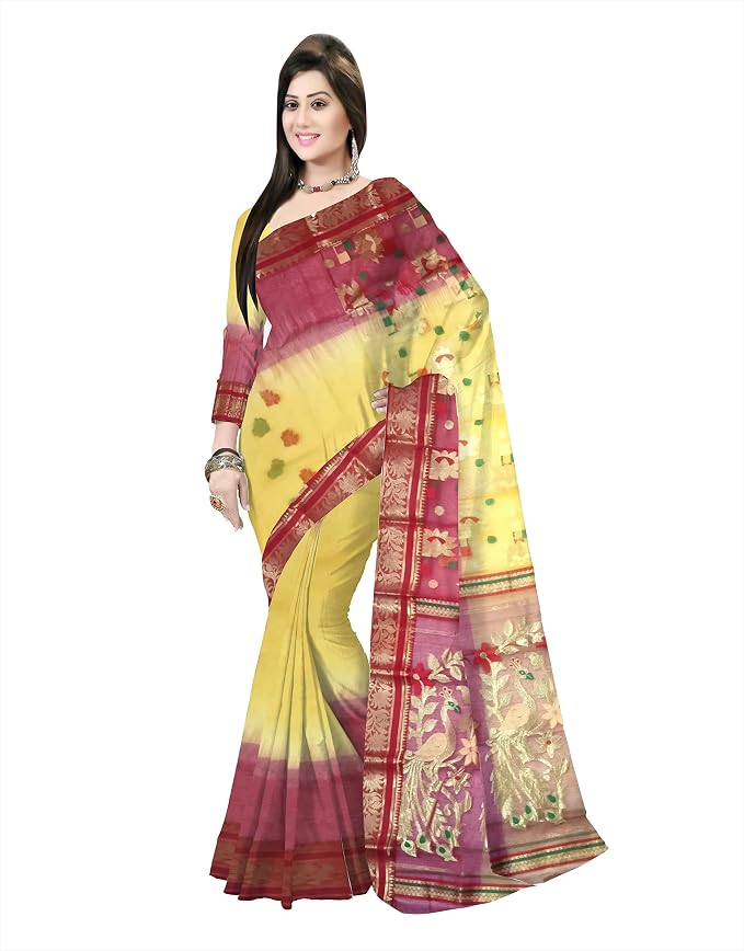 Pradip Fabrics Woven Tant Silk Blend Saree