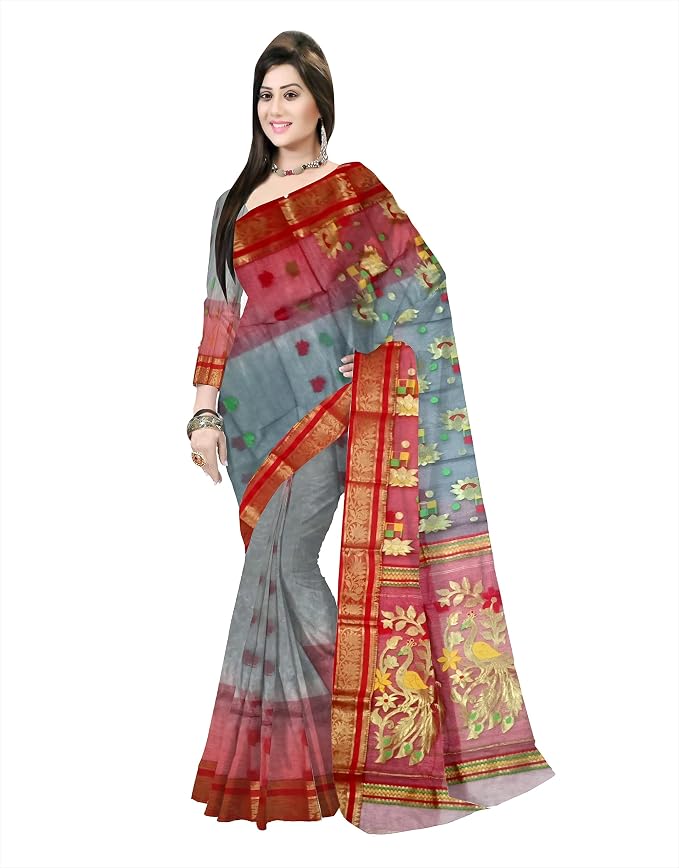 Pradip Fabrics Woven Tant Silk Blend Saree