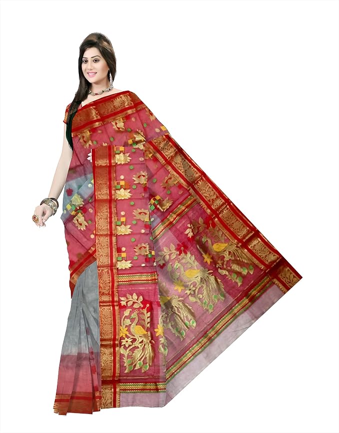 Pradip Fabrics Woven Tant Silk Blend Saree