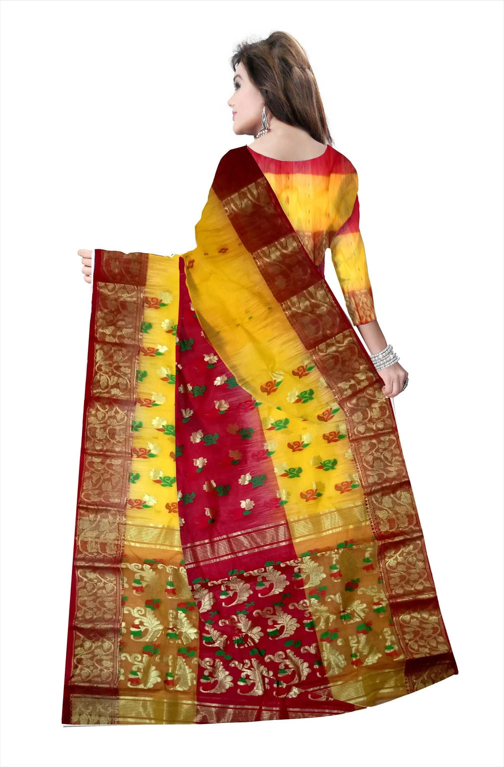 Pradip Fabrics Woven Tant Silk Blend Saree 