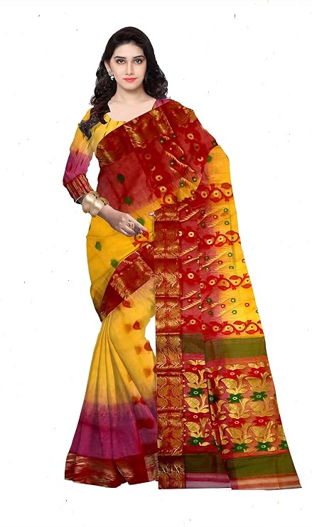Pradip Fabrics Woven Tant Silk Blend Saree