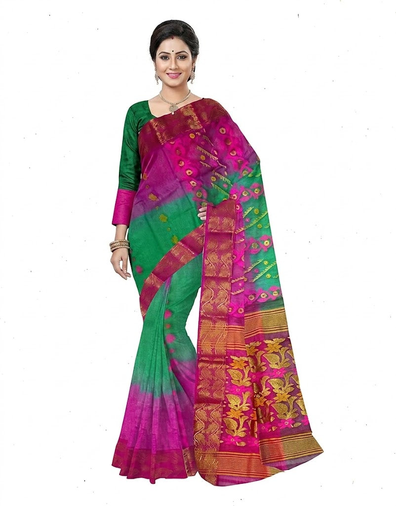 Pradip Fabrics Woven Tant Silk Blend Saree