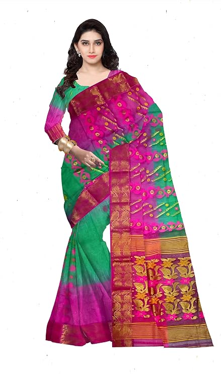 Pradip Fabrics Woven Tant Silk Blend Saree