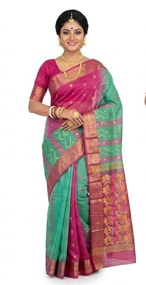 Pradip Fabrics Woven Tant Silk Blend Saree