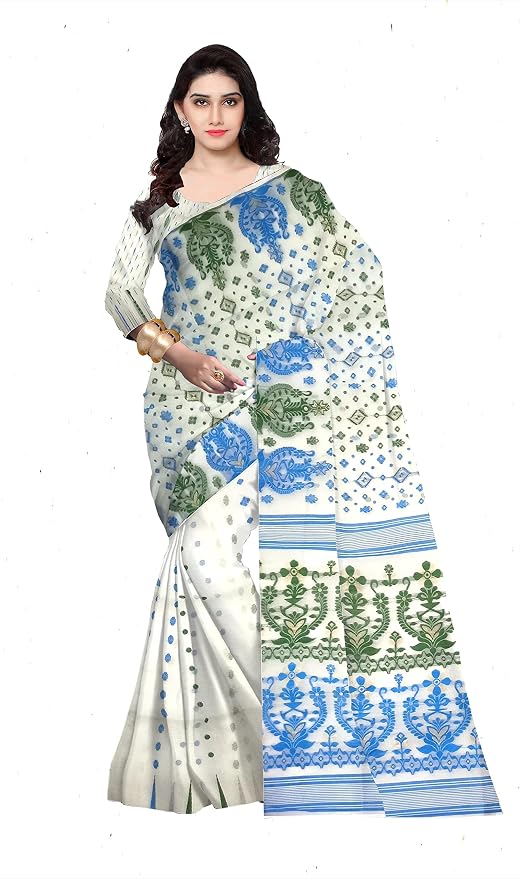 Pradip Fabrics Self Design Tant Cotton Silk Saree