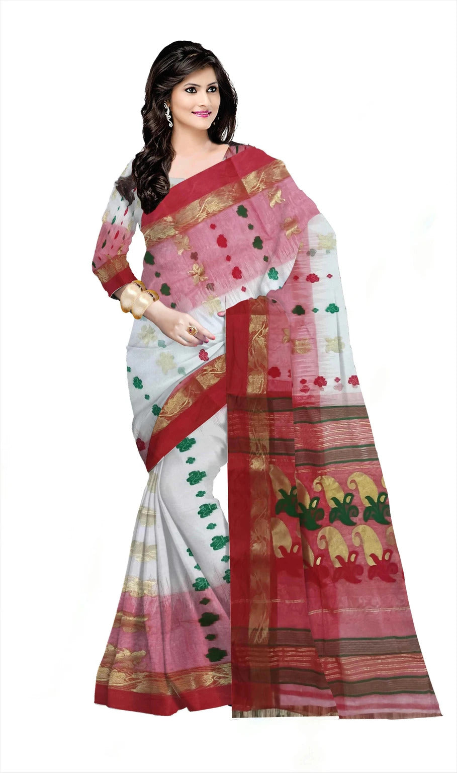 Pradip Fabrics Printed Tant Cotton Blend Saree