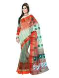 Pradip Fabrics Self Design Tant Silk Blend Saree