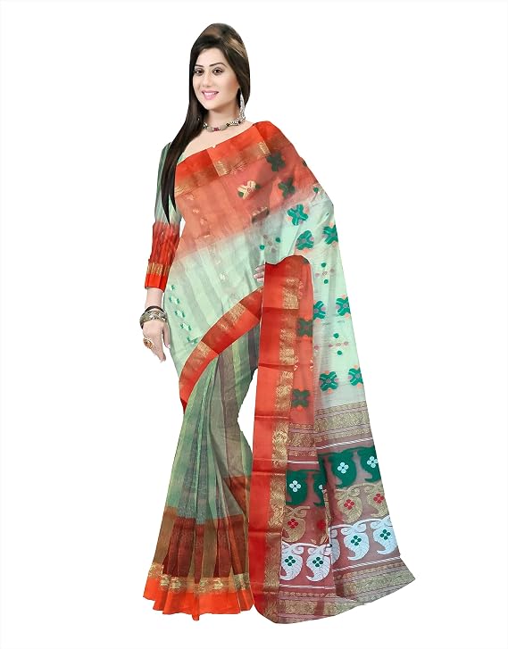 Pradip Fabrics Self Design Tant Silk Blend Saree
