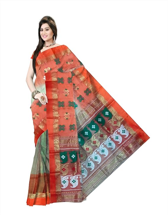 Pradip Fabrics Self Design Tant Silk Blend Saree