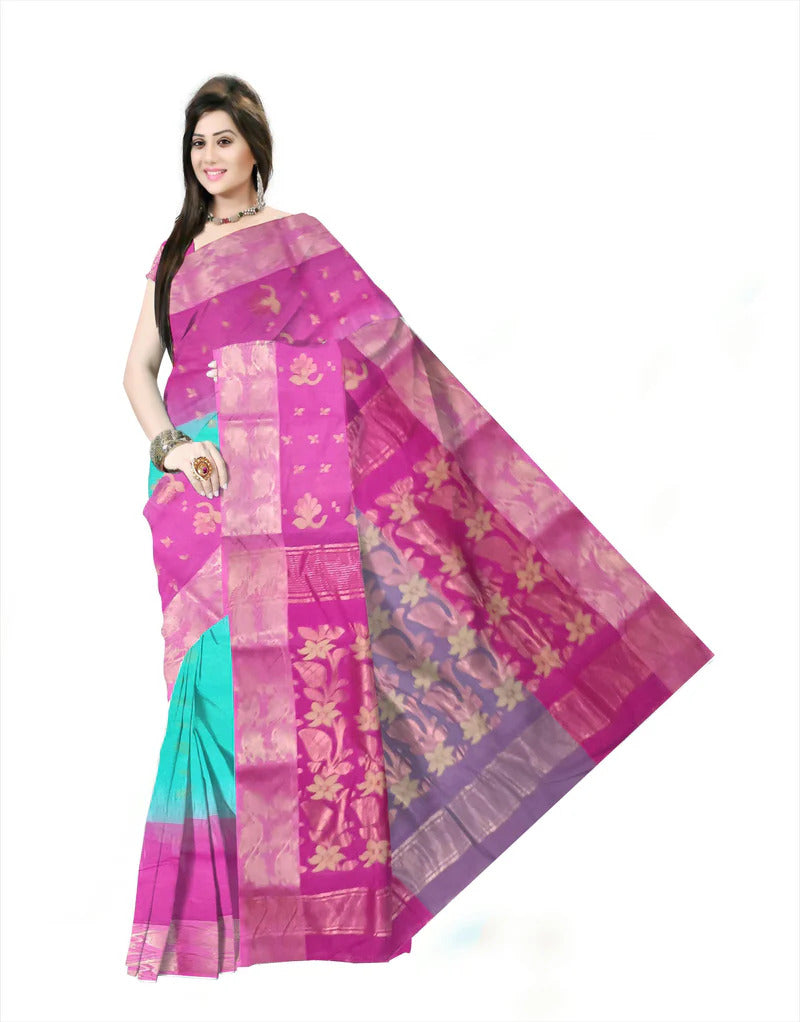 Pradip Fabrics Woven Tant Silk Blend Saree