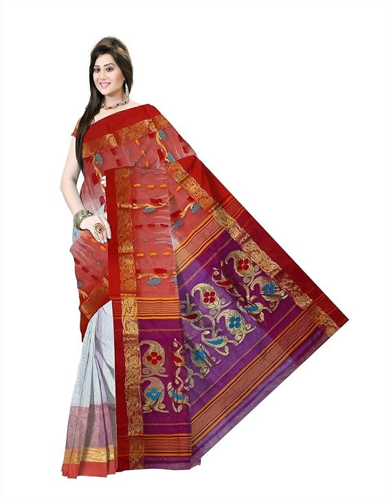 Pradip Fabrics Self Design Jamdani Silk Blend Saree 
