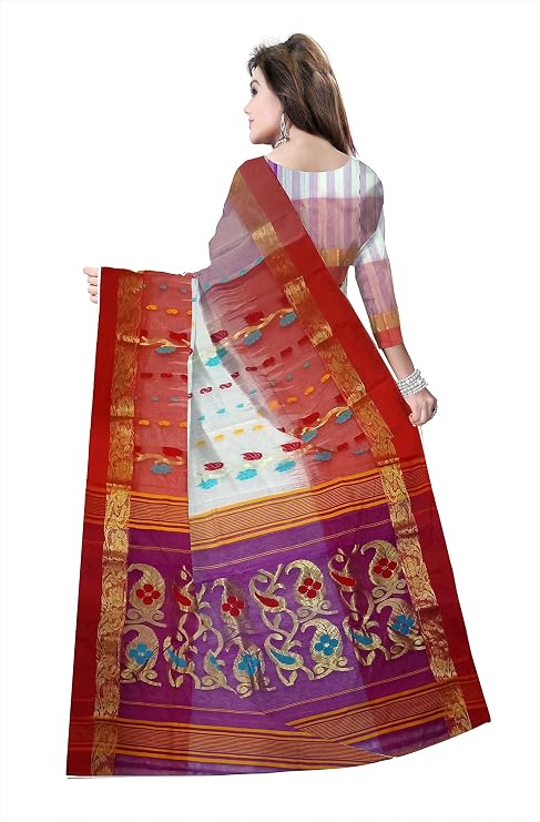 Pradip Fabrics Self Design Jamdani Silk Blend Saree 