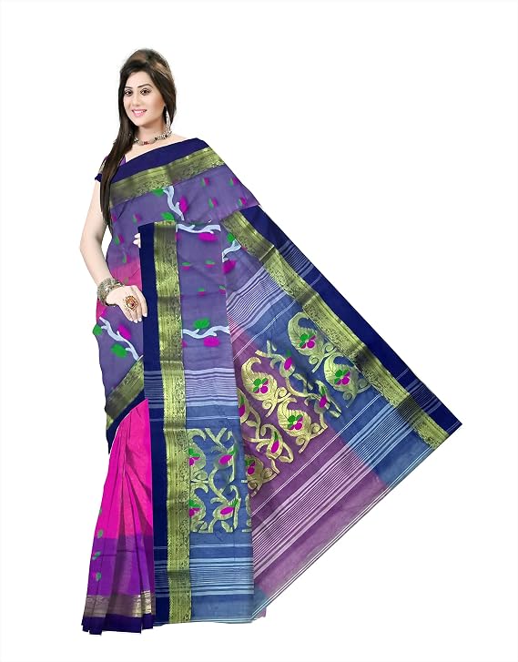 Pradip Fabrics Self Design Jamdani Silk Blend Saree 