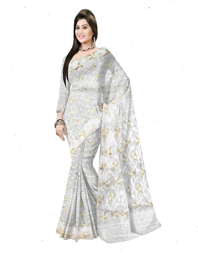 Pradip Fabrics Woven Jamdani Cotton Blend Saree