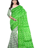 Pradip Fabrics Ethnic Women's Tant Cotton All Over Dhakai Jamdani Green and Yellow Color Saree