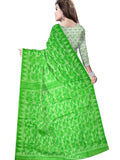 Pradip Fabrics Ethnic Women's Tant Cotton All Over Dhakai Jamdani Green and Yellow Color Saree