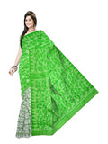 Pradip Fabrics Ethnic Women's Tant Cotton All Over Dhakai Jamdani Green and Yellow Color Saree