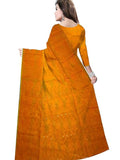 Pradip Fabrics Ethnic Women's Tant Cotton All Over Dhakai Jamdani Green and Yellow Color Saree