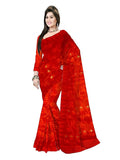 Pradip Fabrics Ethnic Women's Tant Cotton All Over Dhakai Jamdani Green and Yellow Color Saree