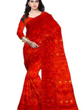 Pradip Fabrics Ethnic Women's Tant Cotton All Over Dhakai Jamdani Green and Yellow Color Saree