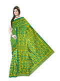 Pradip Fabrics Ethnic Women's Tant Cotton All Over Dhakai Jamdani Green and Yellow Color Saree