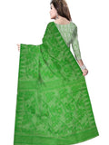 Pradip Fabrics Ethnic Women's Tant Cotton All Over Dhakai Jamdani Green and Yellow Color Saree