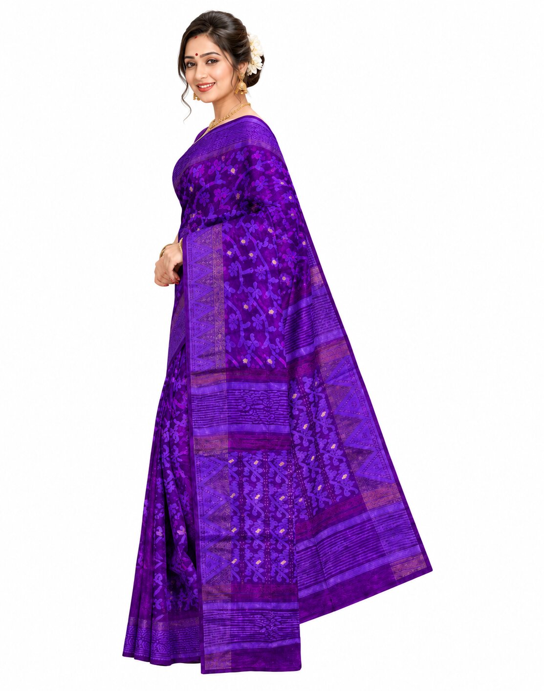 Pradip Fabrics Ethnic Women's Dhakhai Jamdani Saree