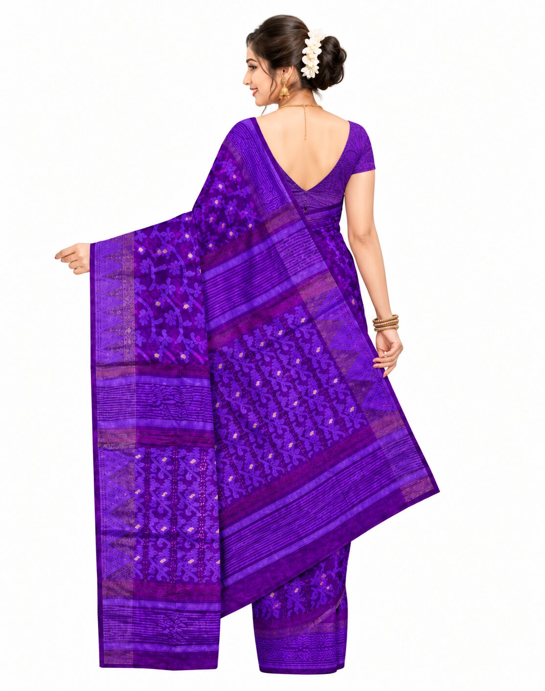 Pradip Fabrics Ethnic Women's Dhakhai Jamdani Saree